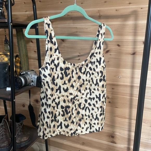 Topshop Cream and Black Leopard Print Fitted Tank - Picture 1 of 7
